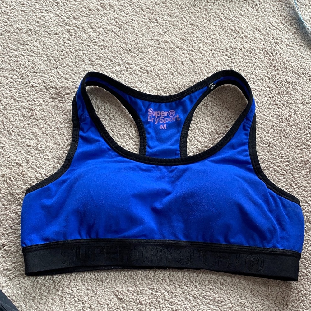 Superdry Women's Vibrant Blue Sports Bra size medium. Used but in good condition